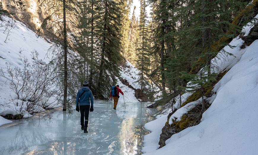 Great fun walking up the frozen creek from Crescent Falls