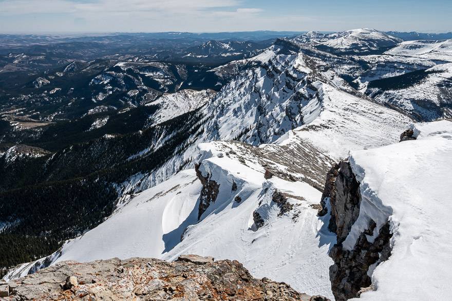 Big dropoffs and views below the fire lookout