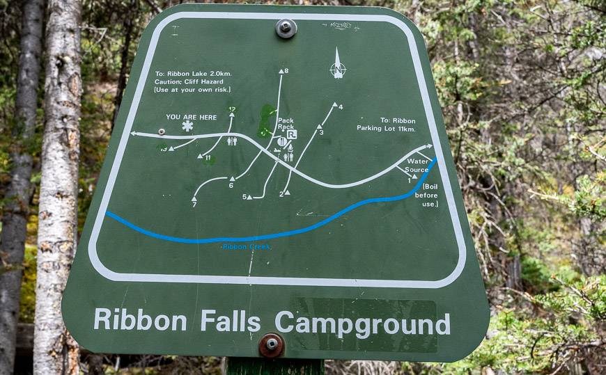 Map of the Ribbon Falls campground