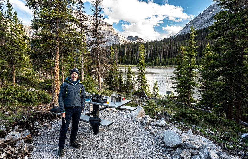 Nice backdrop for cooking at the Point Campground