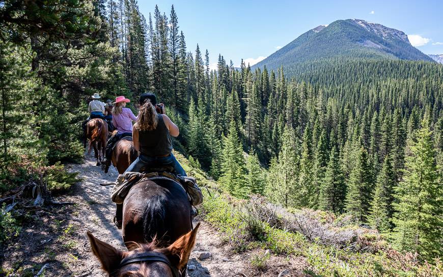 Nice views horseback riding in Banff as we leave Sundance Lodge heading south in the direction of Allenby Pass