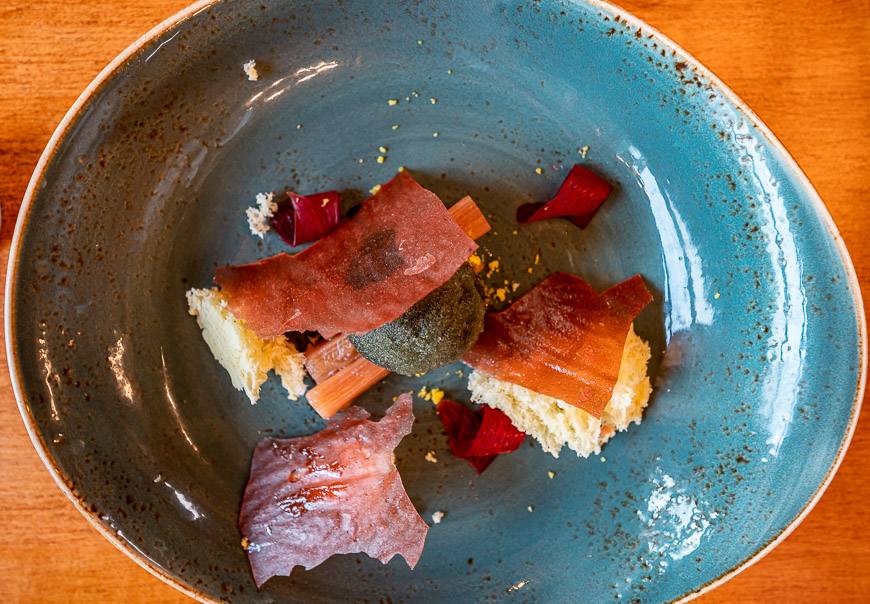 Rhubarb dessert - with everything pictured made of rhubarb