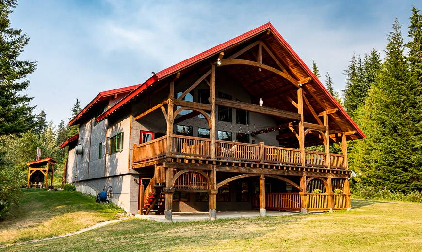 A view of Heather Mountain Lodge from the back