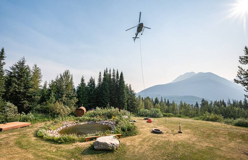 It was interesting to see the helicopters with their basket for water