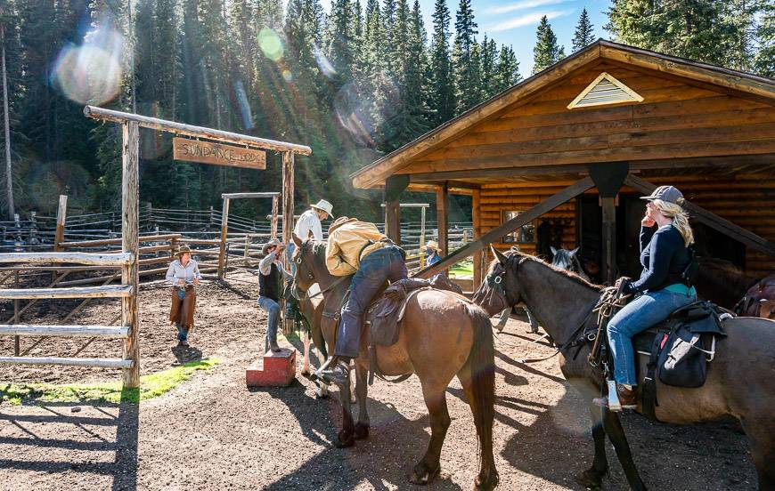 Everyone is happy to be getting off the horse at the end of day one