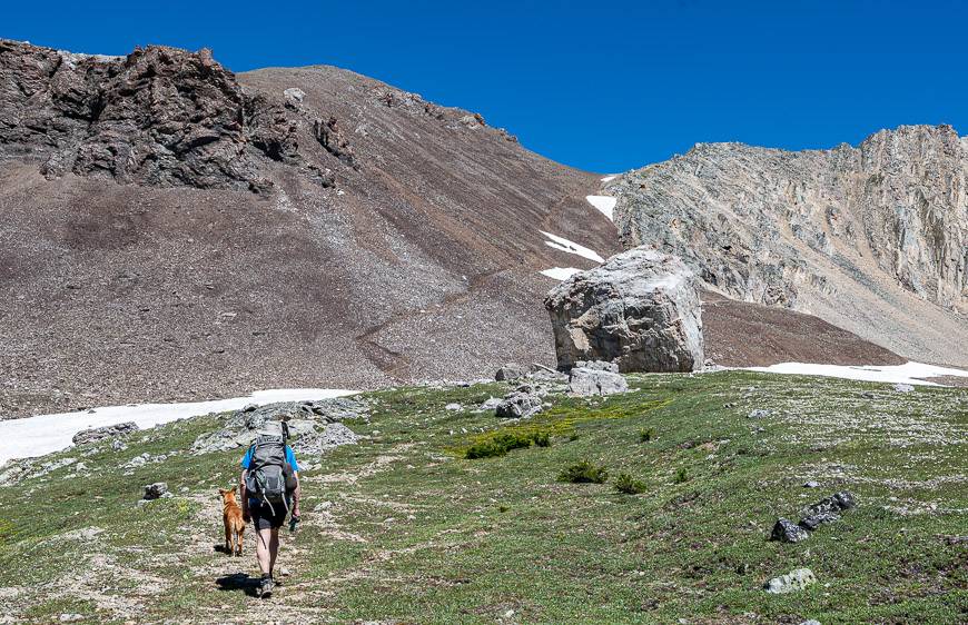 Continuing on an easy grade to the scree slope