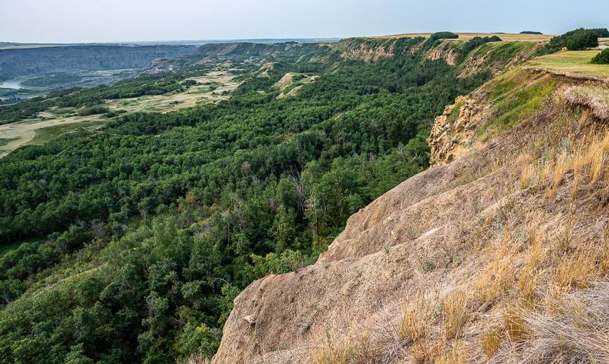 Looking along the cliffs as you enter Dry Island Buffalo Jump Provincial Park