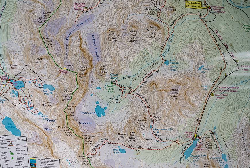 Map of the hike to Annette Lake and Paradise Valley Campground