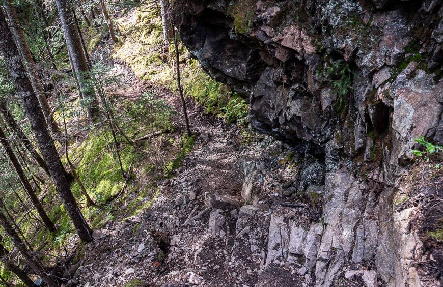 One of the rougher sections of trail