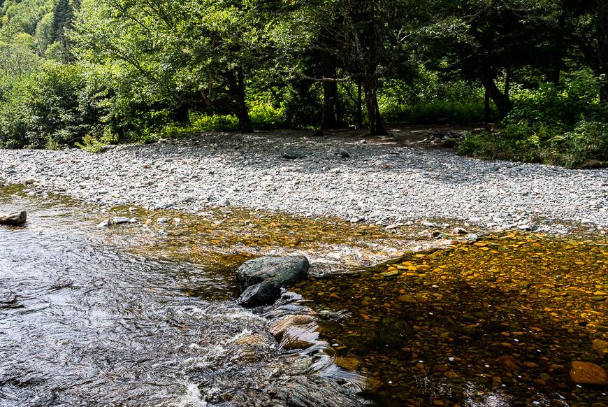 A water crossing to get to the Quiddy River Campsite