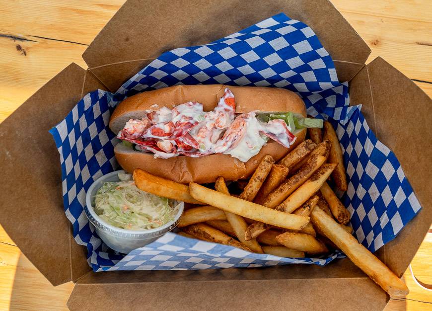 A delicious lobster roll from the Parkland Village Inn in Alma