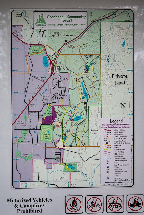 You'll find maps of the trails in Cranbrook's Community Forest at the trailheads