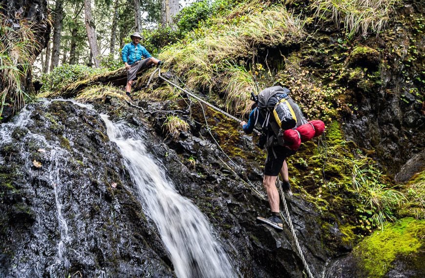 Climbing the cliff after Calvin Creek to avoid the headland