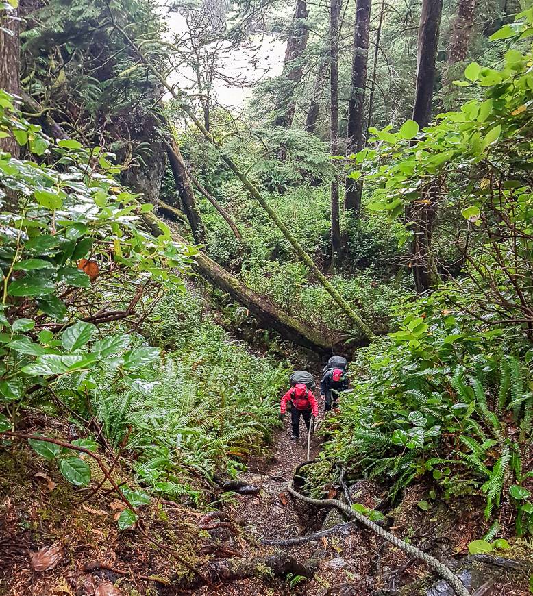 Ropes and cliffs became a daily sight on the trail