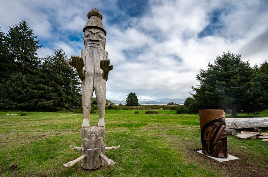 You are greeted by this welcome figure at the end of the Nootka Trail 