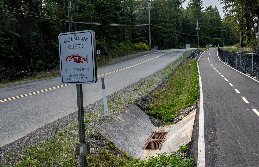 On Tofino's multi-use trail there are signs naming the salmon creeks