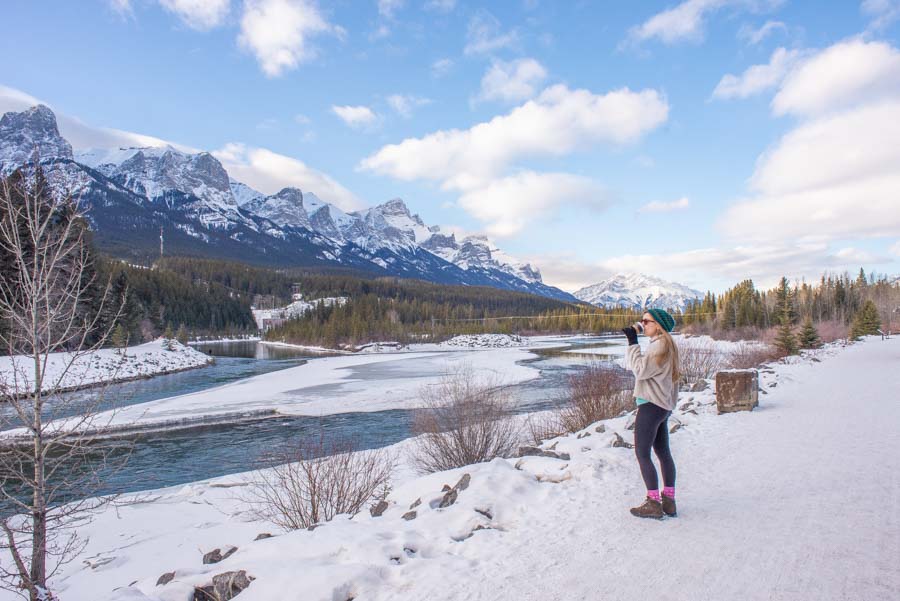 Best winter hikes in Canmore - Bow River Loop