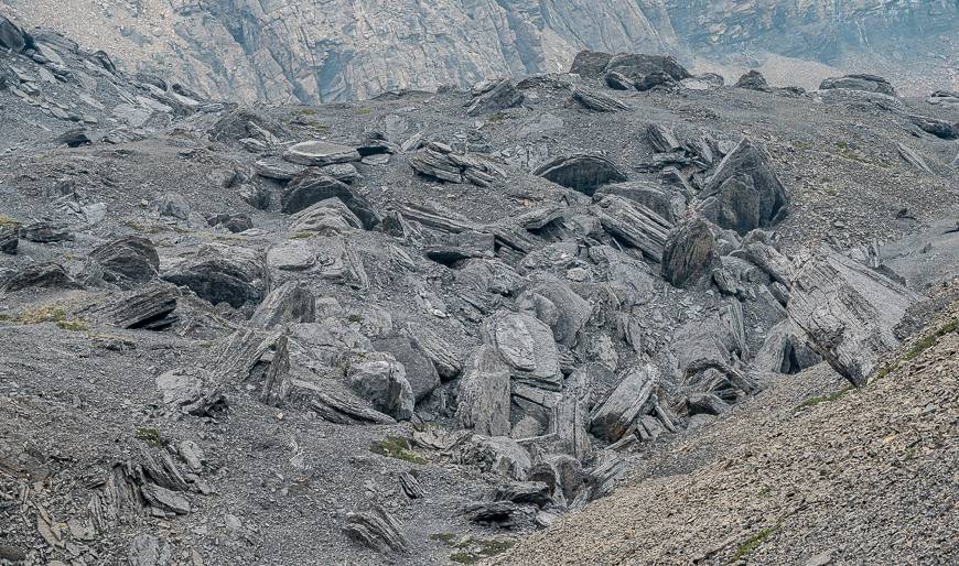 Passing a mass of boulders from a previous rock slide