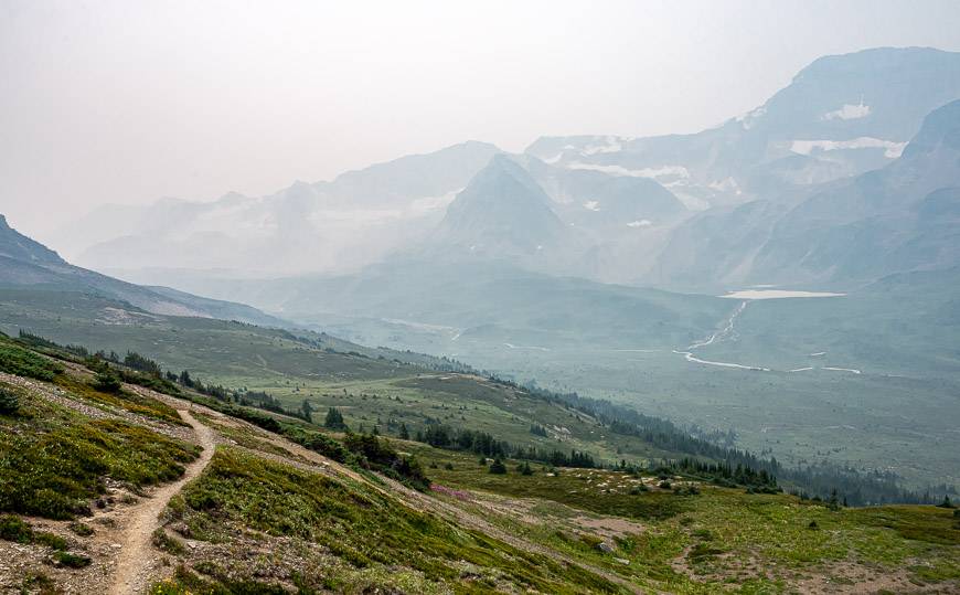 Beautiful views even with smoke coming down off Jonas Shoulder on the Brazeau Loop trail