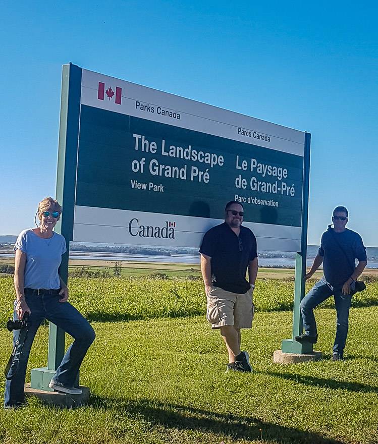 The Landscape of Grand Pre National Historic site is immediately behind the vineyards of Domain de Grand Pre