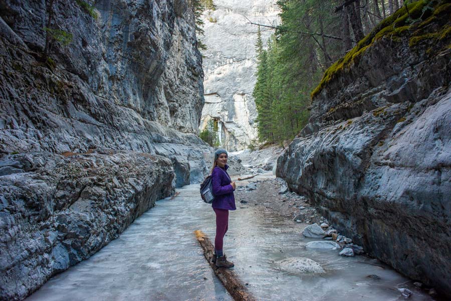 It's great fun hiking up Grotto Canyon on ice