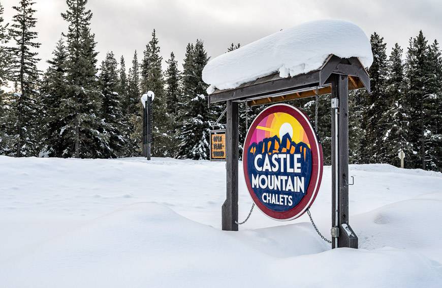 Look for the Castle Mountain Chalets sign on the Banff Windermere Highway