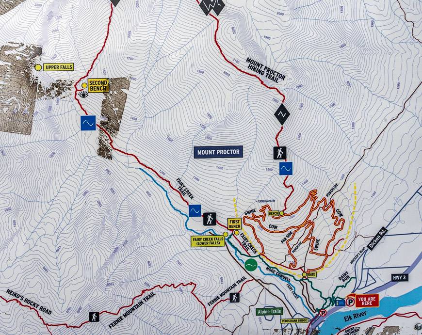 Map of trail to Fairy Creek Falls