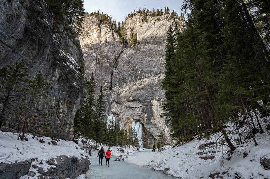 Near the end of the Grotto Canyon  ice walk with the icefalls in view