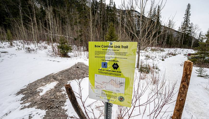 Signage saying Bow Corridor Link Trail - part of the Trans-Canada Trail