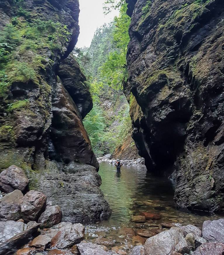 Wading through the Eye of the Needle in Walton Glen Gorge - Credit: Fundy Trails Parkway