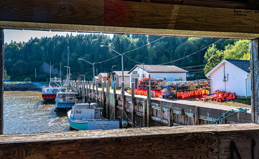 View through the covered bridge of the dock in St. Martins