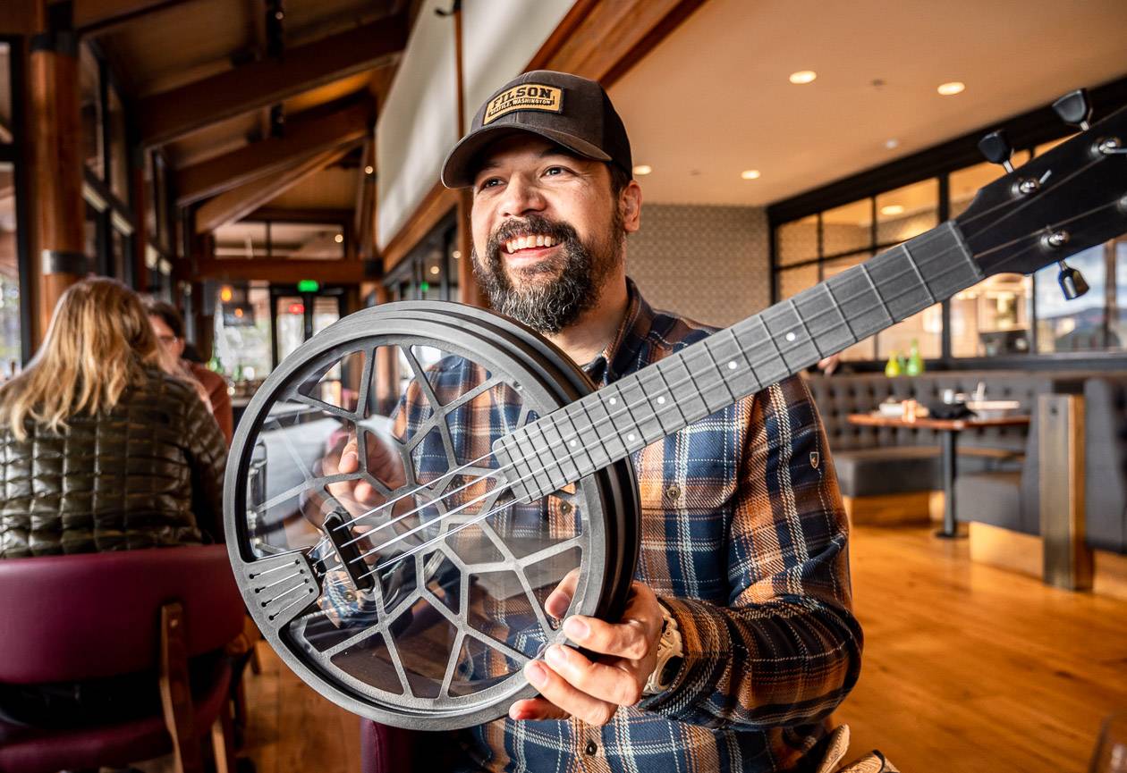 Industrial designer Scott Seelye offers injection molded, polycarbonate reinforced guitars, banjos and ukuleles