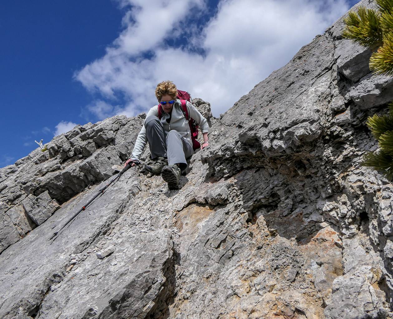 Me downclimbing a slab