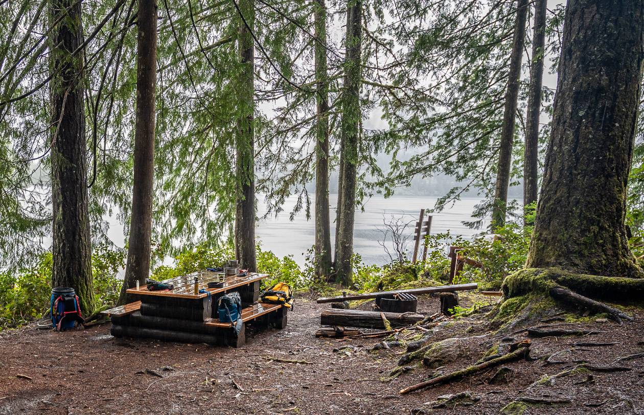 Our campsite on Dodd Lake at the Chipmunk Peninsula Recreation Site