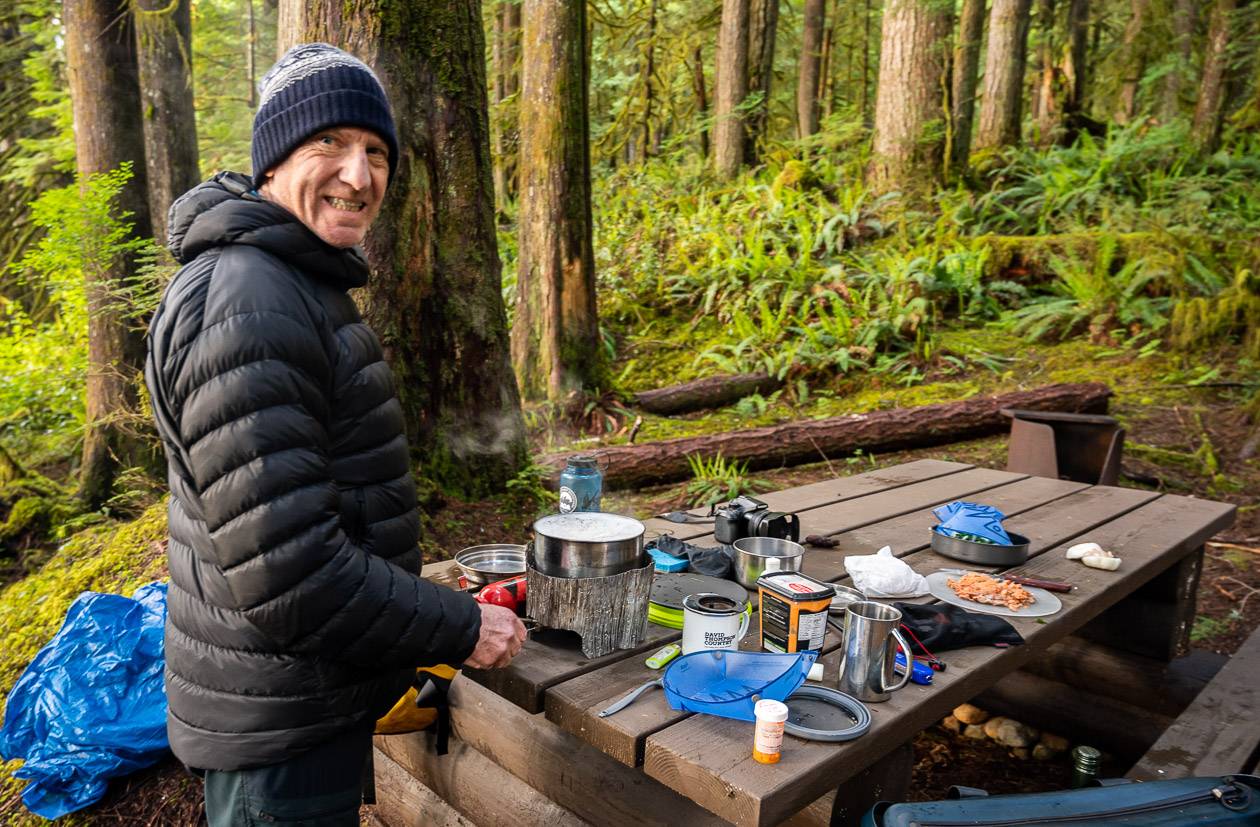 Cooking dinner at Goat Lake campground