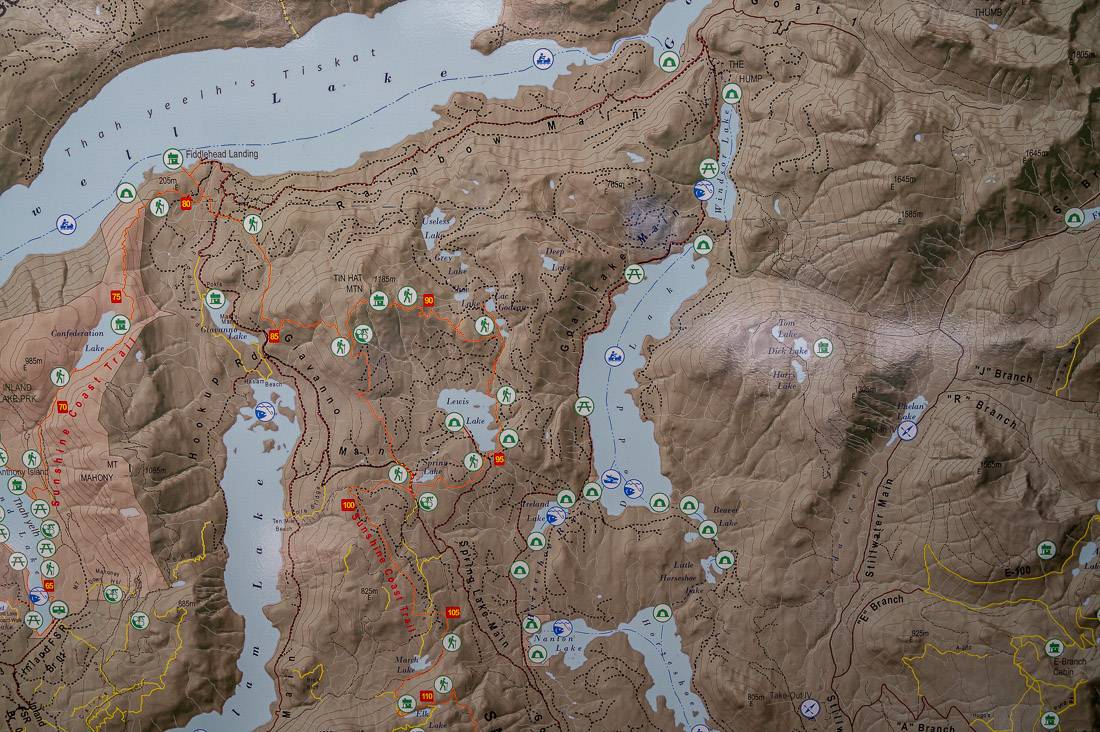 Map of Nanton Lake to Goat Lake on the Powell Forest Canoe Route