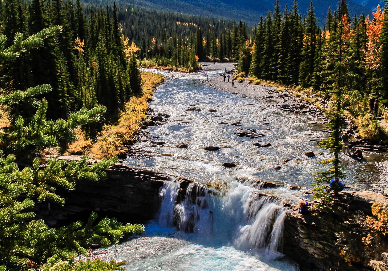 One of the Alberta waterfalls that is worth visiting in the fall