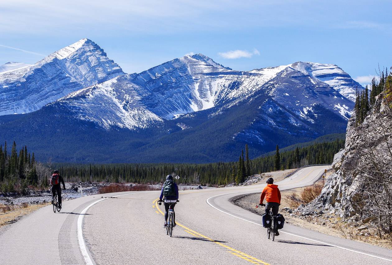 Cycling Highway 66 parallel to the Elbow River before cars are allowed (May 15th) 