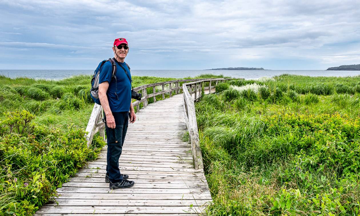 John starting off on the boardwalk - basically the Hirtles Beach Gaff Point hike trailhead