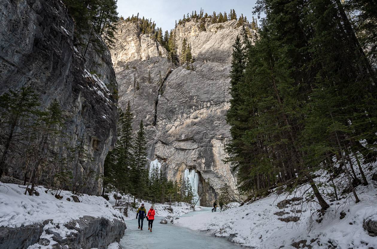 Grotto Canyon icewalk is a winter favourite in Alberta