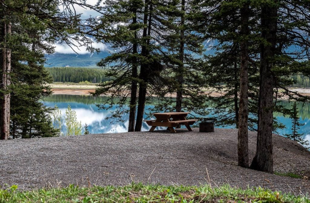 One of the beautiful campsites at Interlakes Campground in Alberta