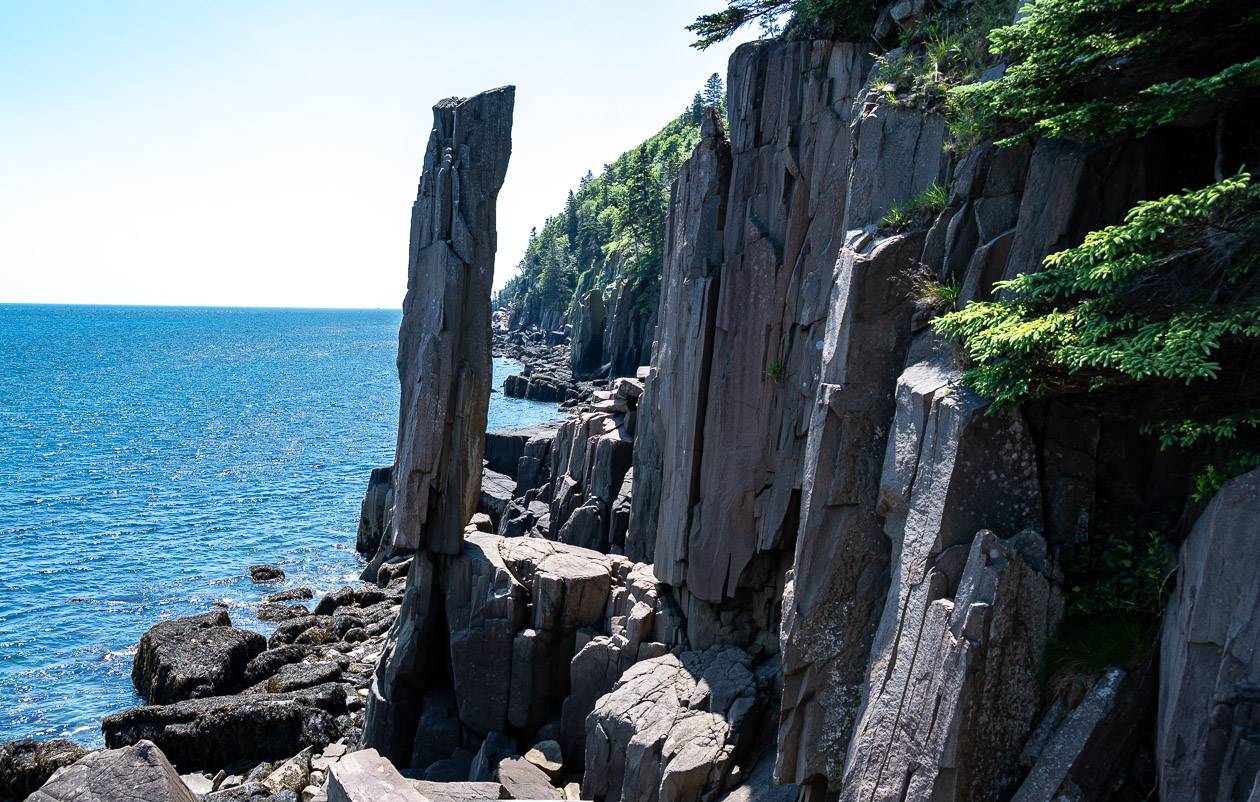 A 7-metre high column of basalt precariously perched