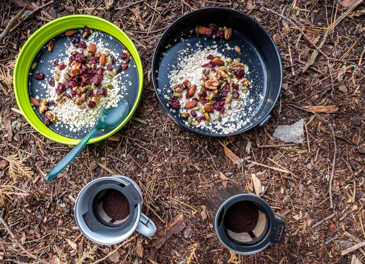 A typical breakfast on the trail