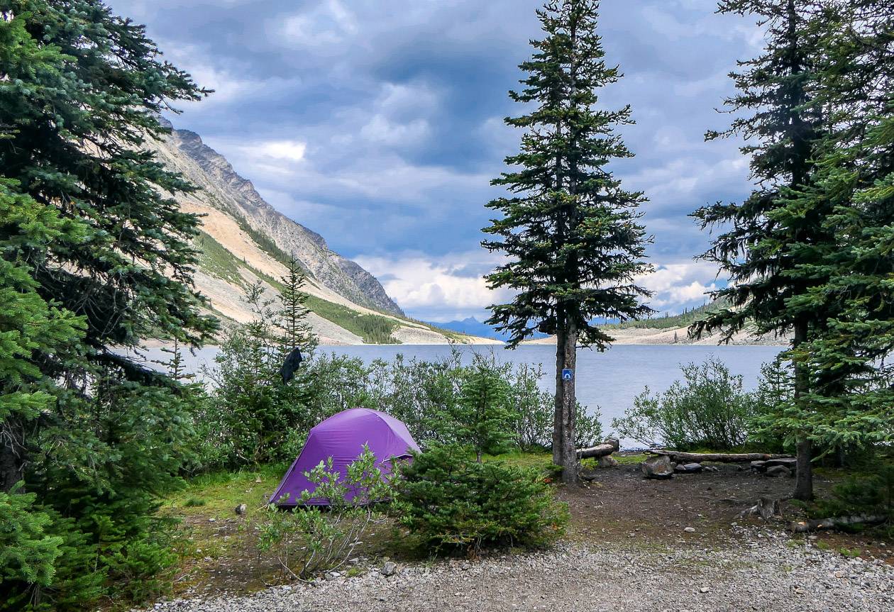 Some campsites have a view of the second Geraldine Lake