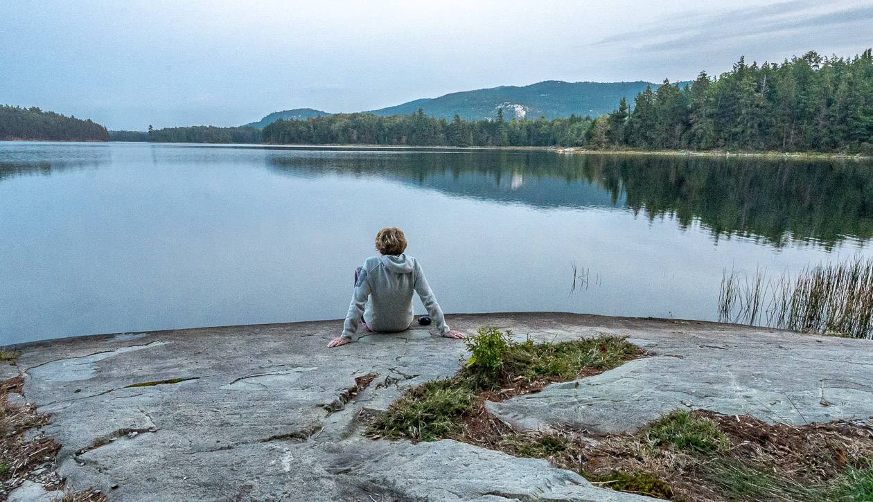 Enjoying quiet time at the Boundary Lake campsite