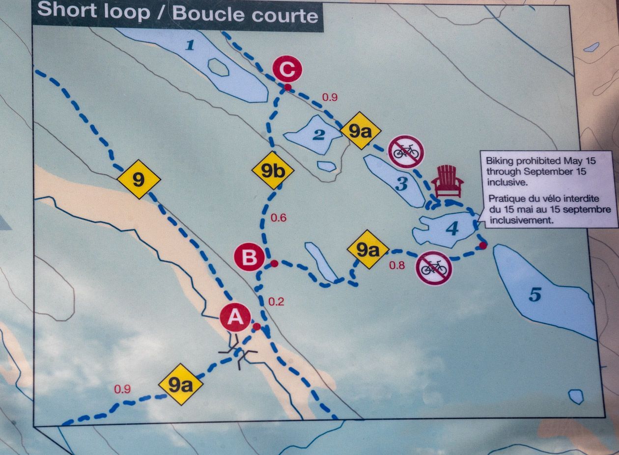 Map of the short loop around the valley of Five Lakes