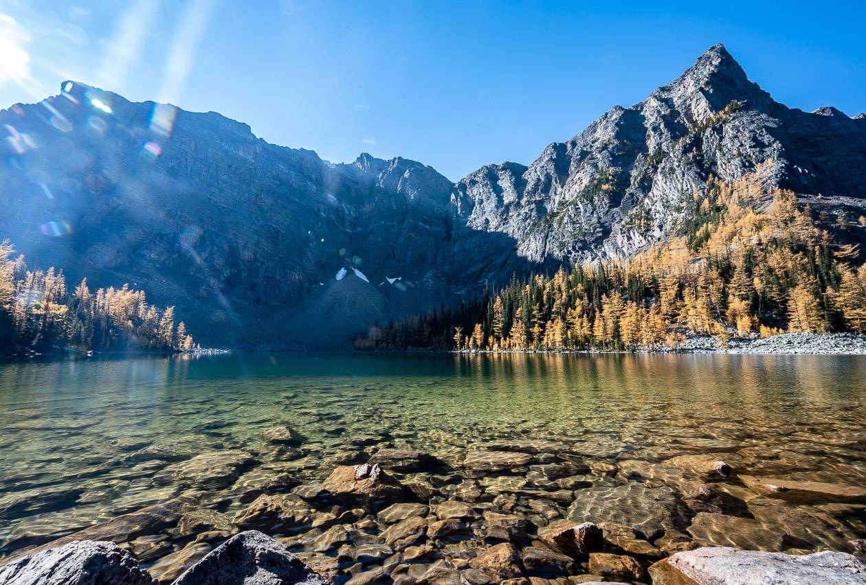 Arnica Lake on a bright fall day