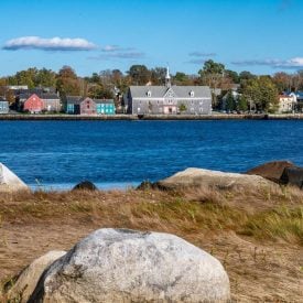 Looking across to colourful Shelburne, Nova Scotia from Islands Provincial Park