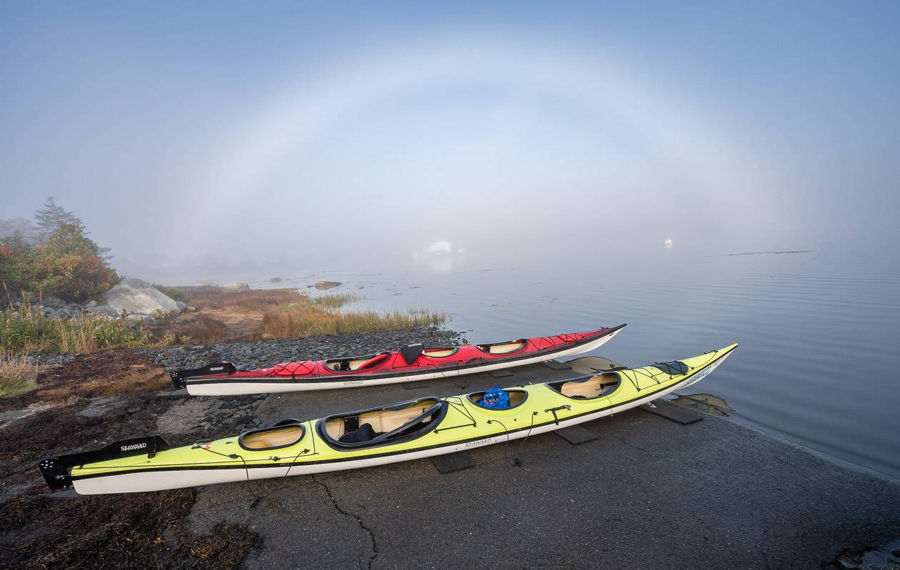 Our day of kayaking started with a fog rainbow