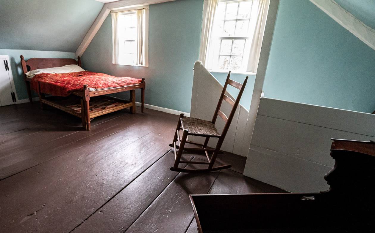 One of the bedrooms in the Perkins House Museum